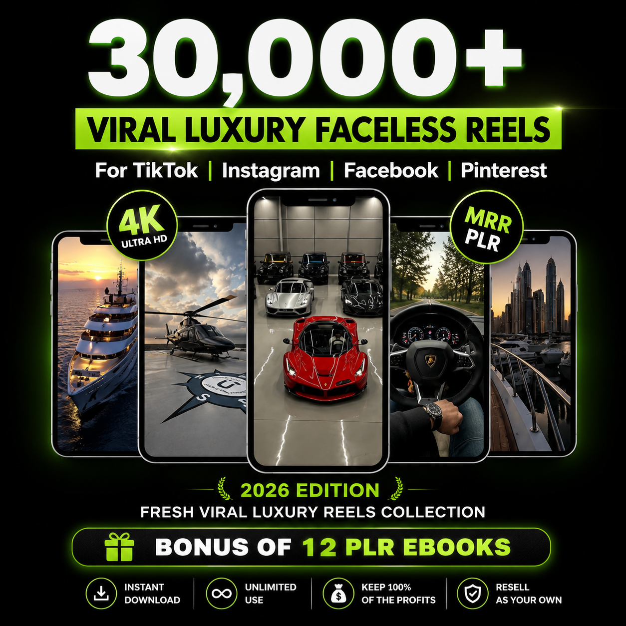 Ultimate Faceless Creator Kit | 30,000+ Viral Reels & AI Prompts (PLR/MRR)